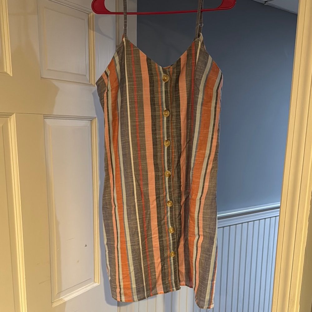Blue Rain Striped Mini Dress - Orange, Blue, White, etc.